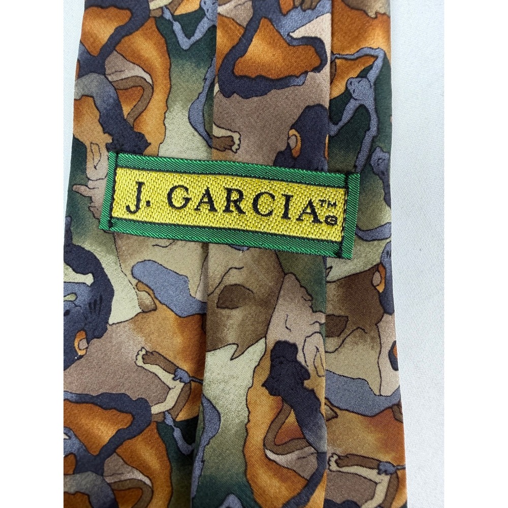 J. Garcia Silk Tie Cartoon Limbo Collection Eight Abstract Psychedelic Mens Tan